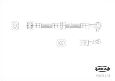 Купить CORTECO 19036378 Шланг тормозной NISSAN: QASHQAI/ QASHQAI +2 1.5 dCi/1.6/2.0/2.0 dCi/2.0 4WD 07-