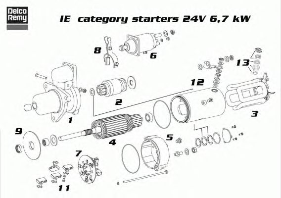 Купить DELCO REMY 19070034 Стартер (24v 6.2kw z=11)