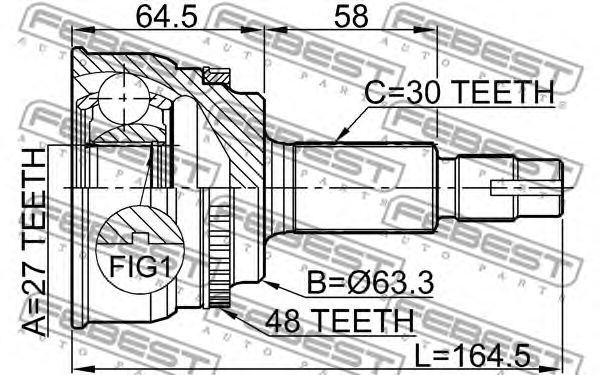 Купить FEBEST 0110060A48 ШРУС наружный к-кт!\ Toyota Avensis Verso 2.0D-4D 01>