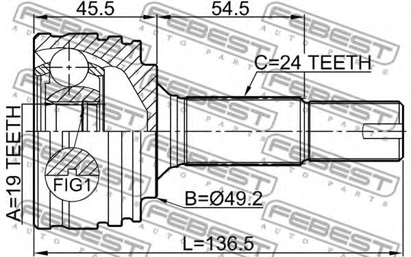 Купить FEBEST 0110-KGB10 ШРУС внешний TOYOTA AYGO, CITROEN C1, PEUGEOT 107 0110-KGB10