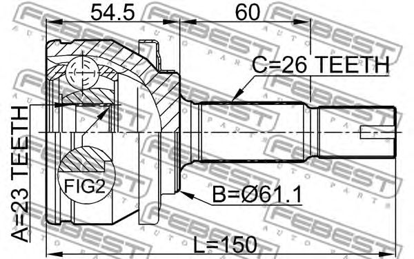 Купить FEBEST 0110ZZE150 ШРУС наружный к-кт!147.65mm 26x23\Toyota Auris 1.3-1.8/1.4D 07>