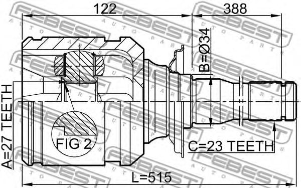 Купить FEBEST 0111ACA20RH ШРУС внутренний правый с валом к-кт!\ Lexus RX300/330 03-08