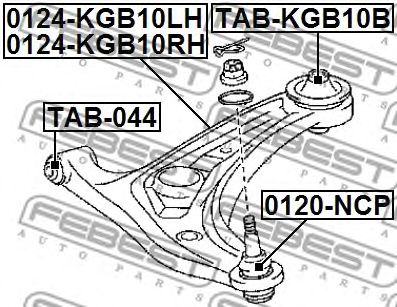Купить FEBEST 0124KGB10RH рычаг передний нижний правый!\ Toyota Augo 1.0/1.4 05-10