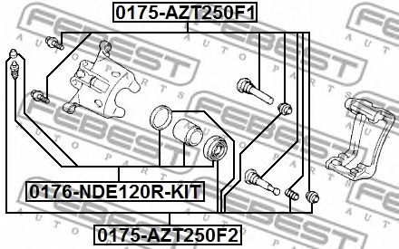 Купить FEBEST 0175AZT250F2 рем.к-т диск.торм.пер! d57\ Toyota Corolla Verso 1.6/1.8/2.0D/2.2D-4D 04>