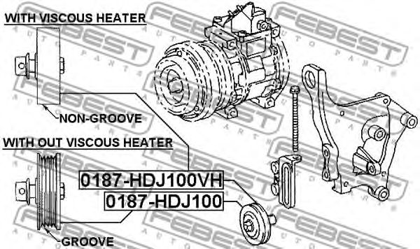 Купить FEBEST 0187HDJ100 ролик натяж. ремня кондиционера!\Toyota Land Cruiser J90 3.4i 95-02