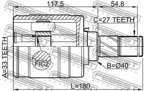 Купить FEBEST 0211JJ10ELH ШРУС внутренний левый к-кт! 33x40x27\ Nissan Qashqai 06-13