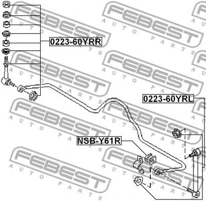 Купить FEBEST 022360YRL тяга стабилизатора заднего левая!\ Nissan Patrol Y61 97-01