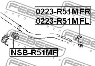 Купить FEBEST 0223R51MFL тяга стабилизатора переднего левая!\ Nissan Pathfinder R51M/Navara D40M