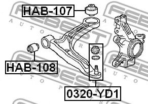 Купить FEBEST 0320YD1 опора шаровая переднего нижнего рычага!\ Honda Mr-V 03-08