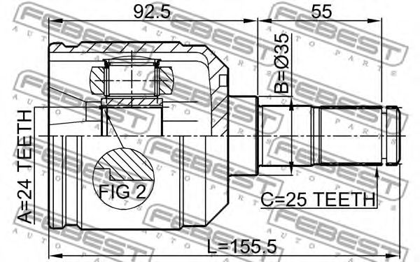 Купить FEBEST 0411E55 ШРУС внутренний к-кт!\ Mitsubishi Galant 1.8/2.0 E52/E55 93-97