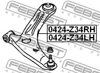 Купить FEBEST 0424-Z34RH Рычаг правый MITSUBISHI COLT Z32A/Z34A/Z36A/Z37A/Z38A/Z39A 2004-2012 0424-Z34RH