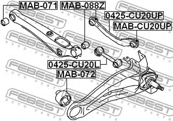 Купить FEBEST 0425-CU20L Тяга задн поперечная нижняя MITSUBISHI LANCER (CS) 0425-CU20L