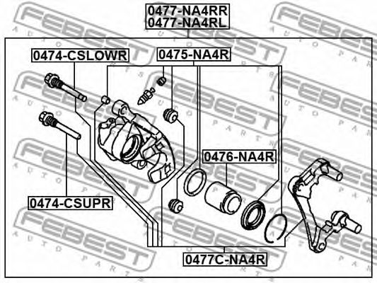 Купить FEBEST 0475NA4R ремкомплект суппорта тормозного заднего!\ Mitsubishi Lancer CS 00-09