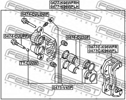 Купить FEBEST 0475V45F рем.к-т диск.торм.!\ Mitsubishi Montero/Pajero 92> diam.43