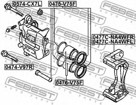 Купить FEBEST 0475-V75F Ремкомплект тормозного суппорта 0475-V75F