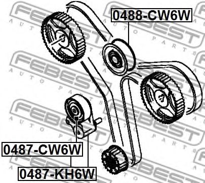 Купить FEBEST 0487-KH6W Ролик натяжителя ремня ГРМ 0487-KH6W