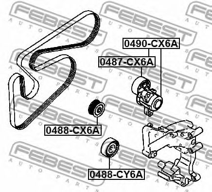 Купить FEBEST 0488CY6A ролик обводной приводного ремня!\ Mitsubishi ASX 2.0i 10>/Outlander 2.0 12>