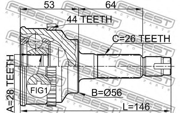 Купить FEBEST 0510034A44 ШРУС наружный к-кт!\ Mazda 323 F/S IV 1.4-1.6i 16V 98-04
