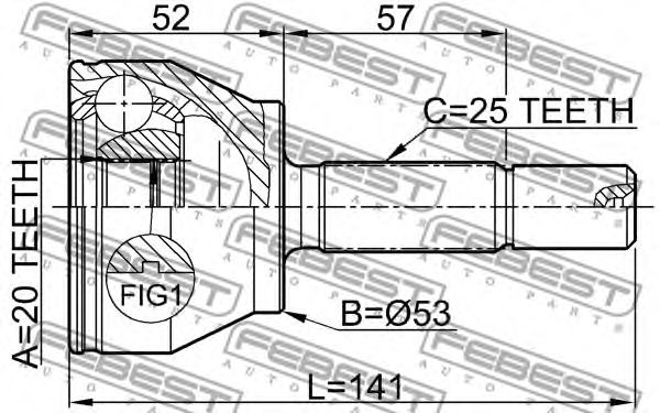 Купить FEBEST 0510DY3 ШРУС наружный к-кт! 20X53X25\ Mazda Demio 02-05