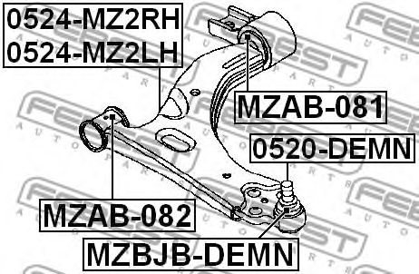 Купить FEBEST 0524MZ2RH рычаг правый!\ Ford Fiesta/Fusion 1.25-1.6/1.4TDCi/1.6TDCi 01>, Mazda 2 1.25/1.4/1.6 03>