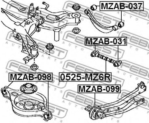 Купить FEBEST 0525-MZ6R Тяга задн подвески попереч регулируемая MAZDA 6 WAGON GY 2002-2008 0525-MZ6R