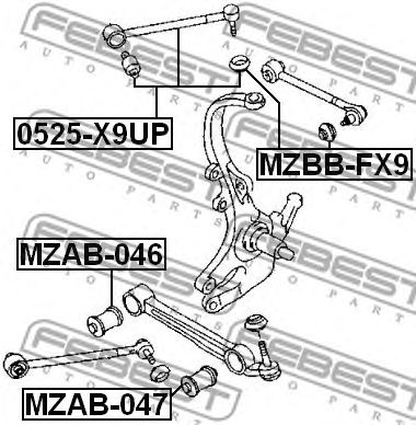 Купить FEBEST 0525-X9UP Рычаг задн подвески поперечный с шаровой MAZDA MILENIA 95-02, XEDOS 9 93-00 0525-X9UP