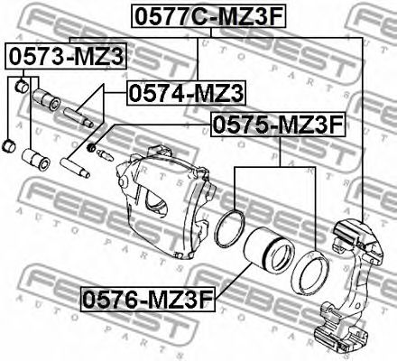 Купить FEBEST 0575MZ3F рем.к-т диск.торм. перед.! d57 ATE\ BMW X3 E83, Citroen C4 I/C4 II, Ford Focus II
