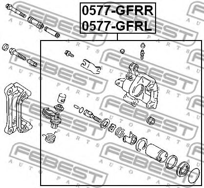Купить FEBEST 0577GFRR суппорт тормозной зад.прав.!\ Mazda 626 1.8/2.0/2.5/2.0D/2.0TD 97> AKE d.35