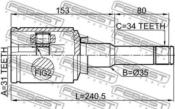 Купить FEBEST 1011-J300LH ШРУС внутренний левый 31x35x34