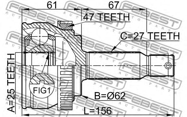 Купить FEBEST 1210-NFA47 ШРУС 1210-NFA47