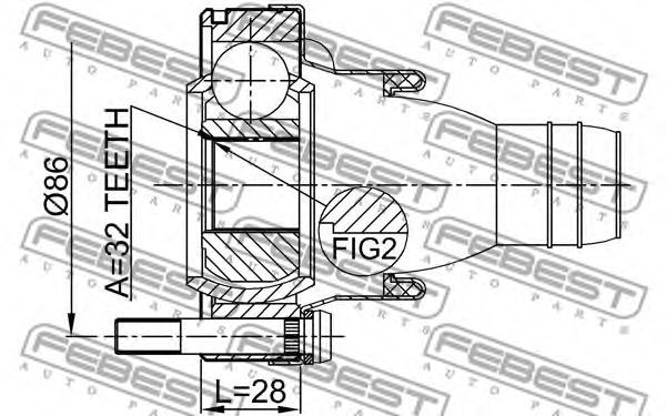 Купить FEBEST 1911-X5SHA ШРУС карданного вала BMW E36/39/34/32/65/66/53 32x100 1911-X5SHA