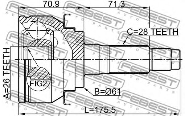 Купить FEBEST 2110-TKE ШРУС внешний 26X61X28 FORD RANGER TKE 2011- 2110-TKE