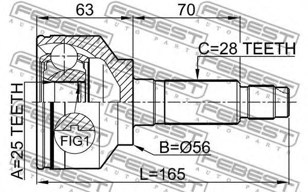 Купить FEBEST 2210-SOR ШРУС наружный 25x56x28