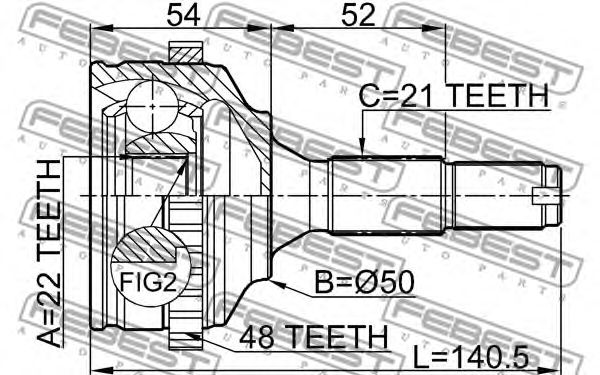 Купить FEBEST 2510-206A48 ШРУС внешний PEUGEOT 206 1.1-1.4 2510-206A48