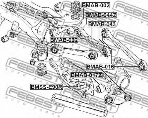 Купить FEBEST BMAB-043 Сайлентблок задн попер тяги BMW 3 E90/E91 2004-2012 BMAB-043
