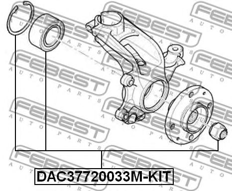Купить FEBEST DAC37720033M-KIT Подшипник ступицы передний CITROEN C3 2002-2009, PEUGEOT 207/208 DAC37720033M-KIT