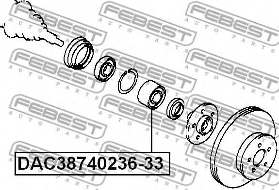 Купить FEBEST DAC38740236-33 Подшипник ступицы передний TOYOTA CALDINA 92-02 DAC38740236-33