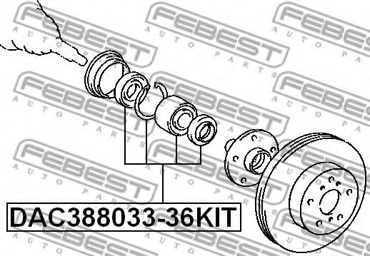 Купить FEBEST DAC388033-36KIT Подшипник ступицы передний TOYOTA CALDINA AT211,CT216,ST21# 1997.08-2002.09 DAC388033-36KIT
