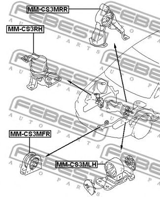 Купить FEBEST MM-CS3MFR Опора двигателя передняя MITSUBISHI LANCER CS (MT) 2000-2009 MM-CS3MFR