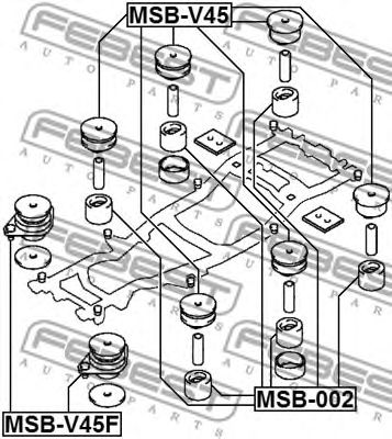 Купить FEBEST MSB-V45 Сайлентблок подрамника MITSUBISHI PAJERO 1990-2004 MSB-V45