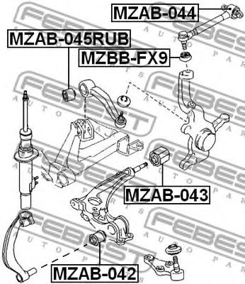 Купить FEBEST MZAB-045RUB Сайлентблок передн рычага MAZDA XEDOS-9 TA 1993-2002 MZAB-045RUB