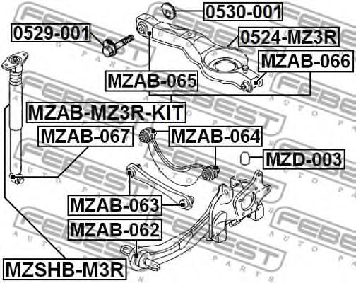 Купить FEBEST MZAB-063 Сайлентблок задн подвески FORD FOCUS I-III MZAB-063