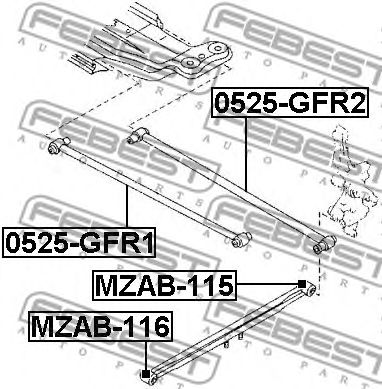 Купить FEBEST MZAB115 сайлентблок тяги зад.подв.прод.! \Mazda 323 98-04