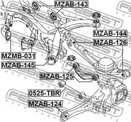 Купить FEBEST MZAB-126 Сайлентблок задн подвески MAZDA CX-9 TB 2007-2013, MPV LY 2006- MZAB-126