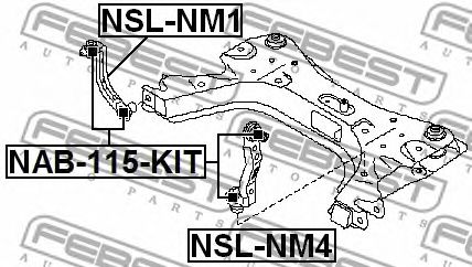 Купить FEBEST NAB-115-KIT Сайлентблоки передн тяги стабилизатора компл NISSAN MICRA/MARCH K12 NAB-115-KIT