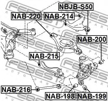 Купить FEBEST NAB-215 Сайлентблок задн подвески INFINITI FX 02-08 NAB-215