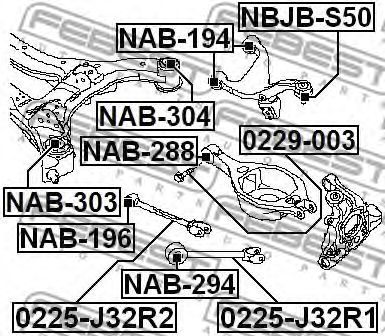 Купить FEBEST NAB-303 Сайлентблок задн балки NISSAN MURANO Z51 2007-2014 NAB-303