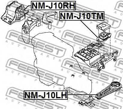 Купить FEBEST NMJ10TM подушка КПП!\ Nissan Qashqai J10E 2006-2013