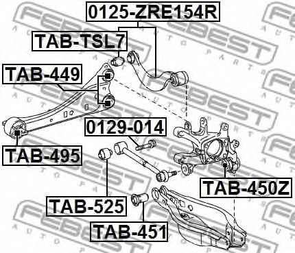 Купить FEBEST TAB495 сайлентблок заднего продольного рычага!\ Toyota RAV4 2.0/2.2D-4D 06>