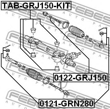 Купить FEBEST TABGRJ150KIT сайлентблок рулевой рейки! к-кт 4шт+шайба\ Toyota Land Cruiser 150 3.0/4.0 09>